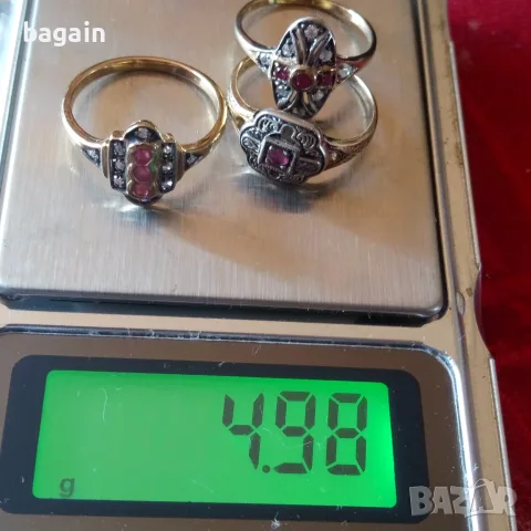 Лот от пръстени с рубини. Сребро с позлата., снимка 7 - Пръстени - 55506201