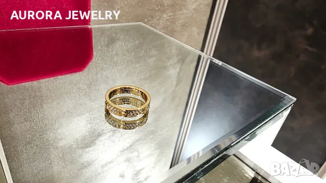 CARTIER Love Band Gold Paved Diamonds Унисекс Пръстен, снимка 6 - Пръстени - 53054233