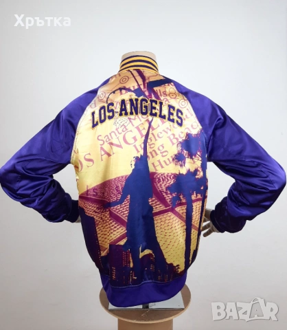 Adidas NBA LA Lakers Satin Bomber - Оригинално мъжко яке размер M, снимка 4 - Якета - 54000505