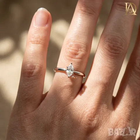 Нов Златен Пръстен с 0.47кт Естествен Диамант, снимка 3 - Пръстени - 43038971