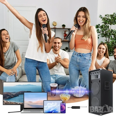 Комплект от 2 Безжични Динамични Микрофона 1TECH, Презареждаеми, с LED Дисплей и Plug & Play, снимка 17 - Микрофони - 54374837