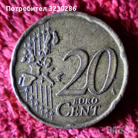 Италия, 20 евроцента, 2002 г., снимка 2 - Нумизматика и бонистика - 54304793
