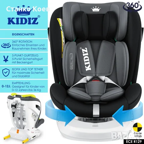 Детско столче за кола с ISOFIX, завъртащо се на 360°, снимка 15 - Аксесоари и консумативи - 54849193