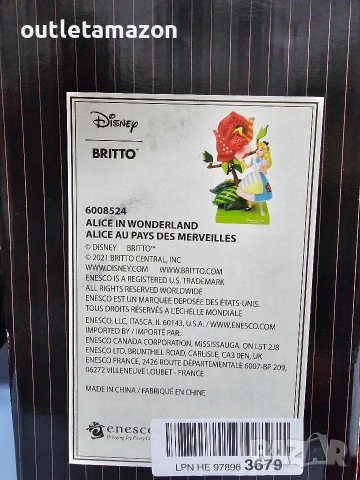 Фигурка на Enesco Disney от Romero Britto Алиса в страната на чудесата с говореща роза, снимка 2 - Колекции - 54420074