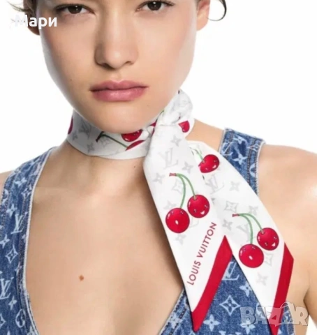 Louis Vuitton Bandeau Scarf копринен шал , снимка 4 - Шалове - 54676651