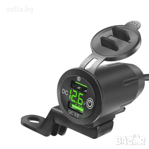 USB зарядно за мотоциклет QC 3.0 36W с LED волтметър – Двоен мото порт, бързо зареждане 10275, снимка 4 - Друга електроника - 54662171