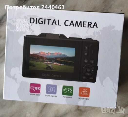 Digital Camera 5K HD, 75MP UHD WiFi Vlogging Camera with 3 Inch Flip Screen, 18X Zoom, фотоапарат, снимка 2 - Фотоапарати - 55156612