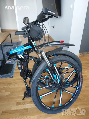 Велосипед Crosslander Compact Elegance 26″ Лeти Капли, Сгъваем Черно/Синьо, снимка 5 - Велосипеди - 55269097