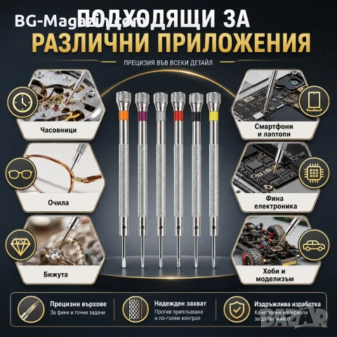 Професионални часовникарски финни отвертки комплект за ремонт на часовници смяна батерии часовникари, снимка 7 - Отвертки - 50976238