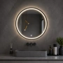 Кръгло Led огледало с черна рамка, снимка 1