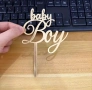 Baby boy златист акрилен топер за забучване декорация на торта , снимка 1