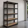 Метален гаражен стелаж HÖGLER – 5 регулируеми рафта, 875 кг товароносимост, 180 × 90 × 30 см, снимка 4