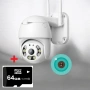 + карта 64-ка ICSEE 8MP Въртяща се безжична WIFI IP FULL HD камера, снимка 1