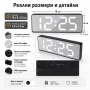LED дигитален настолен часовник огледало с термометър големи цифри температура постоянно светещ, снимка 7