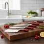 Комплект ножове 8 части със стойка Cheffinger – неръждаема стомана, въртяща се акрилна поставка 360°, снимка 2