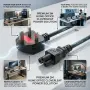Резервен захранващ кабел за AC адаптер 3 метра, IEC C5 Mickey Mouse женски към NEMA 5-15P, снимка 2