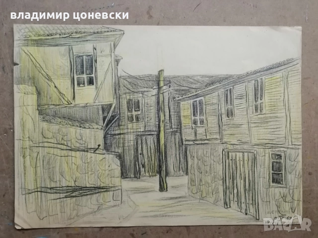 Васил Стоилов,рисунка с молив,графика,стара картина, снимка 4 - Картини - 54136581