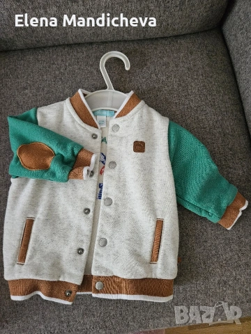 2 броя поларено бейзболно яке за бебе момче с подарък дънки H&M, снимка 4 - Бебешки якета и елеци - 54045638