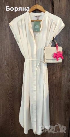 H&M нова с етикет лятна рокля-риза в цвят крем, снимка 2 - Рокли - 54079887