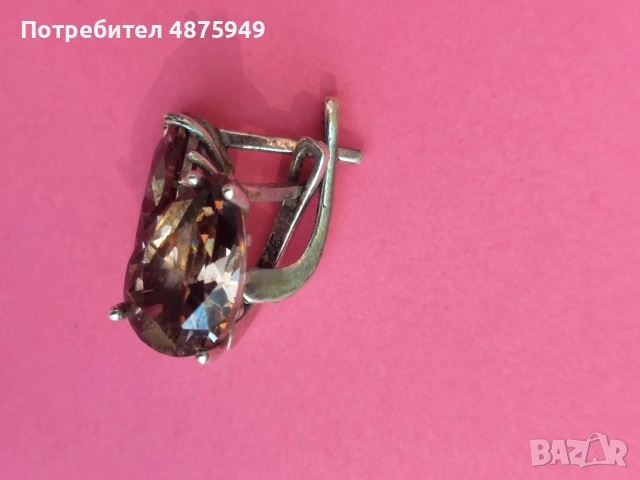 сребърни обици с камък цитрин, снимка 3 - Обеци - 55197541