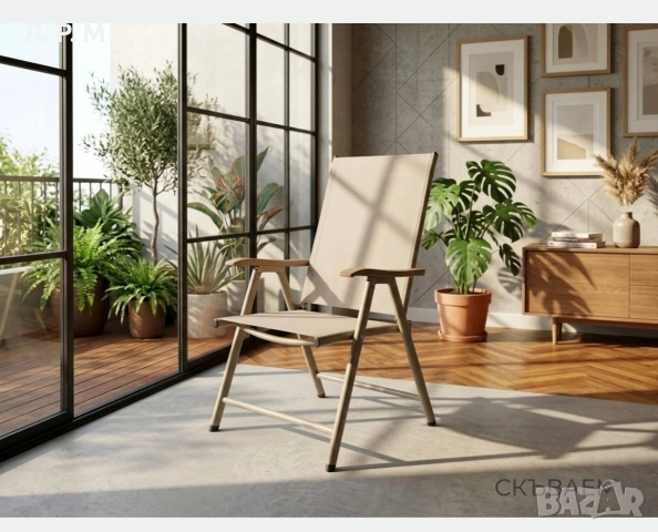 Градински комплект Маса и 4 стола сгъваеми Бежов, снимка 7 - Градински мебели, декорация  - 54061987