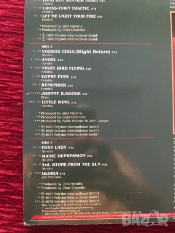двойна винилова плоча "The Singles Album" от Jimi Hendrix, издадена през 1983 г. от Polydor., снимка 5 - Грамофонни плочи - 55257263