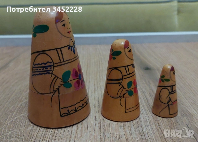 Матрйошки комплект Русия три броя за ценители , снимка 4 - Антикварни и старинни предмети - 54265632