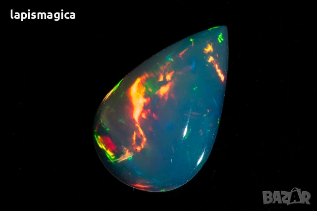 Прозрачен Естествен етиопски опал 2.90ct капка кабошон, снимка 4 - Други - 54371107