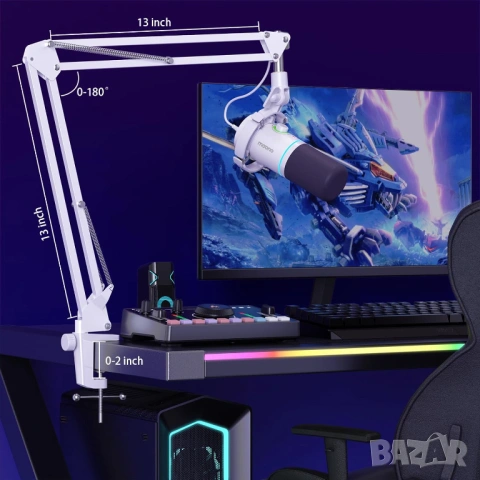 Микрофон RGB комплект с стойка за стрийминг MAONO PD200XS USB/XLR - ЧИСТО НОВ, снимка 16 - Микрофони - 54102731