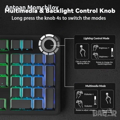 Клавиатура AULA F99 Pro Silent Mechanical RGB, снимка 7 - Клавиатури и мишки - 54827739