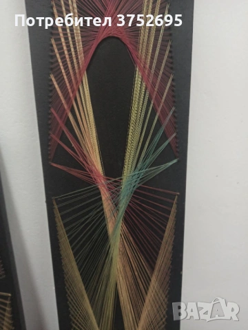 Две дървени пана с цветни конци , снимка 2 - Пана - 54156724