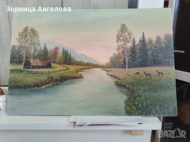 Стара Немска Ръчно рисувана картина без рамка , снимка 2 - Антикварни и старинни предмети - 55596308