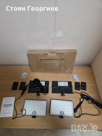2 броя соларни сензорни стенни лампи (Solar Sensor Wall Light, снимка 2 - Соларни лампи - 54584328