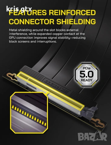 EZDIY-FAB PCIe 5.0 X16 Riser гъвкав кабел за вертикален монтаж на Видео карти 30см, снимка 7 - Кабели и адаптери - 54392690