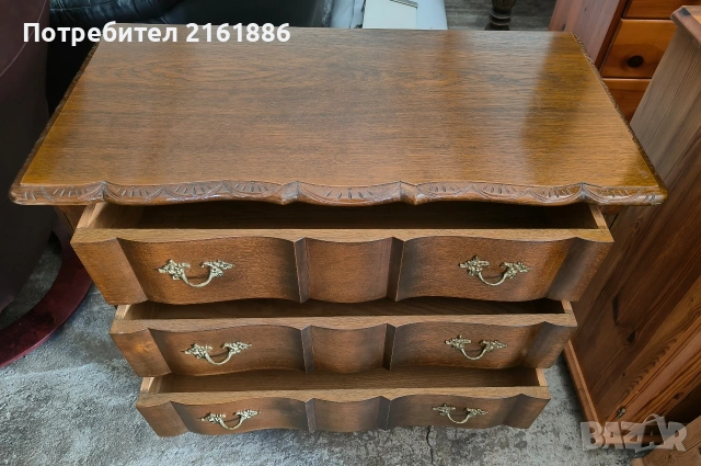 Дъбов комод с месингови дръжки , снимка 3 - Скринове - 54099994