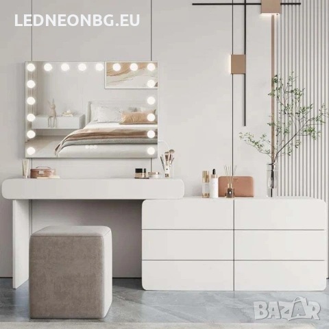 ✨HOLLYWOOD LED Козметично Огледало 58x45 см|Тъч управление |3 цвята светлина |БЕЗПЛАТНА ДОСТАВКА