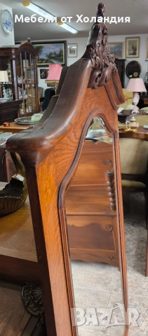 Голямо кристално огледало с дъбова рамка, снимка 3 - Антикварни и старинни предмети - 54067463