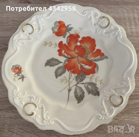 Антикварно трио Sorau Carstens Porzellan Astoria “Blume Orange” (Германия, 1925–1939г.), снимка 5 - Антикварни и старинни предмети - 55244119