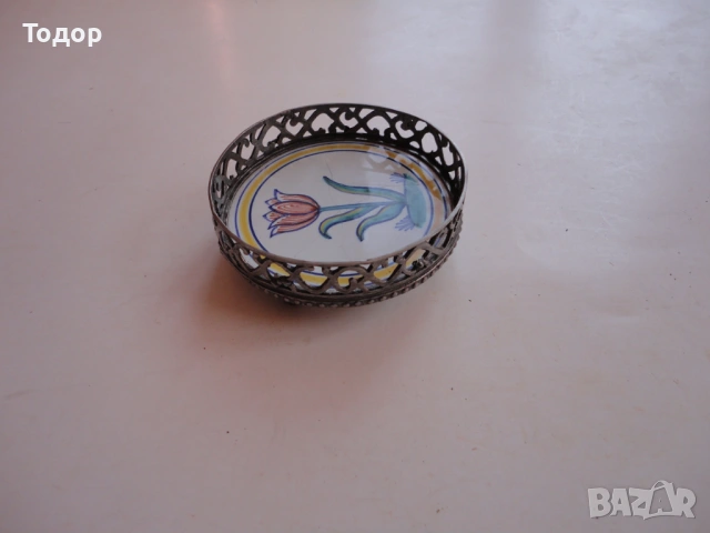 Холандски порцеланов съд купа с калай Workum K