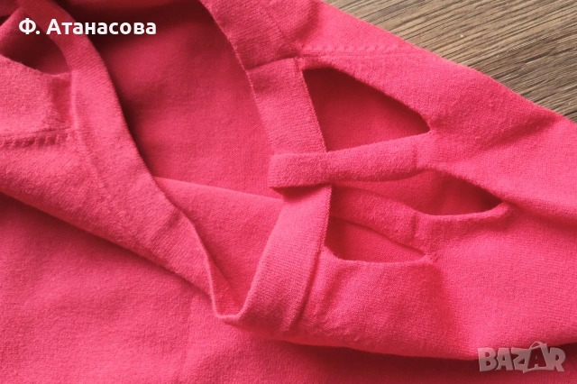 Оригинален пуловер KAREN MILLEN вискоза коралов цвят, р-р XS-S, перфектен, снимка 5 - Блузи с дълъг ръкав и пуловери - 55145316