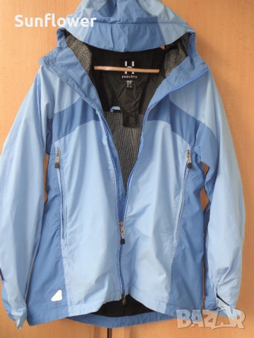 Дамско синьо яке с качулка Haglofs Windstopper, размер UK14 EU40 - L  , снимка 2 - Якета - 54584149
