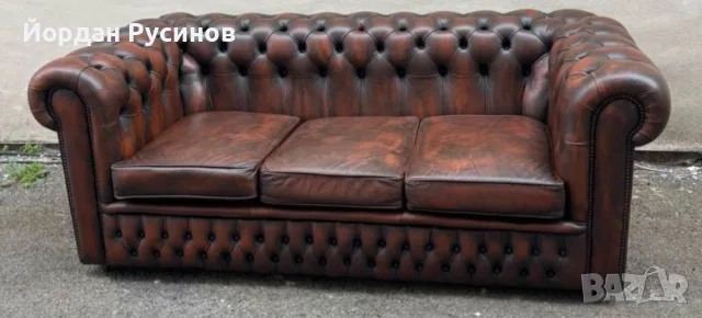 Оригиналне кожени диван Chesterfield Честърфийлд естествена телешка кожа Внос, снимка 6 - Дивани и мека мебел - 55376647