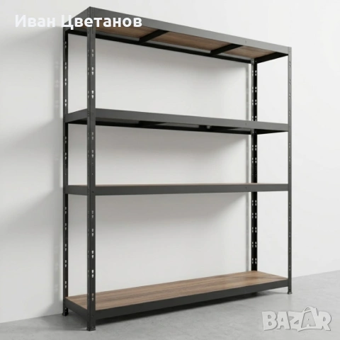 Премиум метален стелаж HÖGLER 180x180x60 см – 4 рафта, 1200 кг, индустриална здравина
