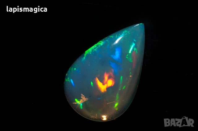 Прозрачен Естествен етиопски опал 2.90ct капка кабошон, снимка 7 - Други - 54371107