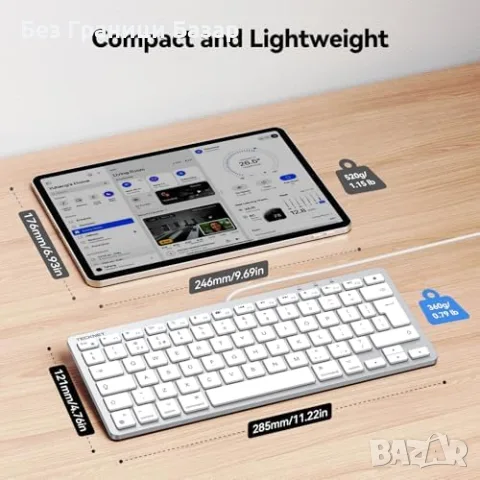 Нова TECKNET жична клавиатура за лаптоп Mac USB-C USB-A тиха компактна ергономична, снимка 2 - Клавиатури и мишки - 55646915