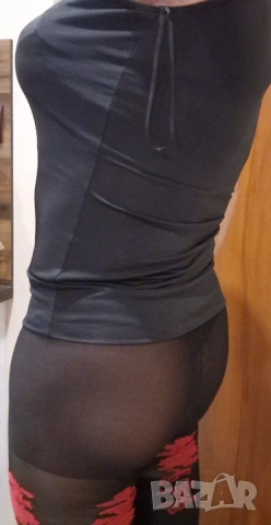 Черна дамска блуза, снимка 4 - Корсети, бюстиета, топове - 54086659