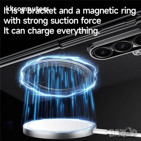 Кожен Калъф за Samsung Galaxy Z Fold7 5G SULADA MagSafe със Стойка и Скрийн Протектор – 3 цвята, снимка 4 - Калъфи, кейсове - 54548760