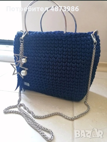 Ръчно плетена синя чанта hand made