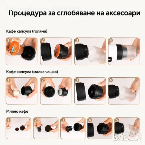 Преносима еспресо машина 3 в 1 с USB зарядно, снимка 4 - Кафемашини - 55382898