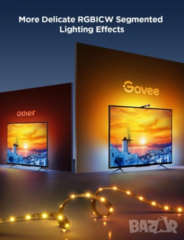 LED подсветка Govee TV Backlight 3 Lite RGBICW за 40 50 и 55 65 inch TV - НОВО, снимка 9 - Стойки, 3D очила, аксесоари - 54684210